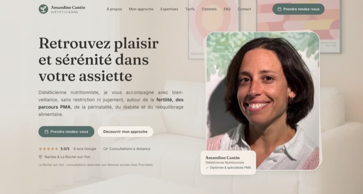 Page d'accueil du site de Amandine Cantin