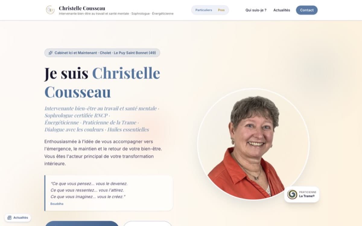 Page d'accueil du site de Christelle Cousseau