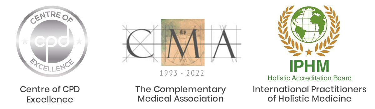 Accréditations : Centre of CPD Excellence, The Complementary Medical Association, International Practitioners of Holistic Medicine (IPHM)